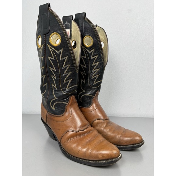 Olathe Other - Vintage Olathe Cowboy Boots Mens 11 B Brown Black Leather Western Rodeo USA 70s